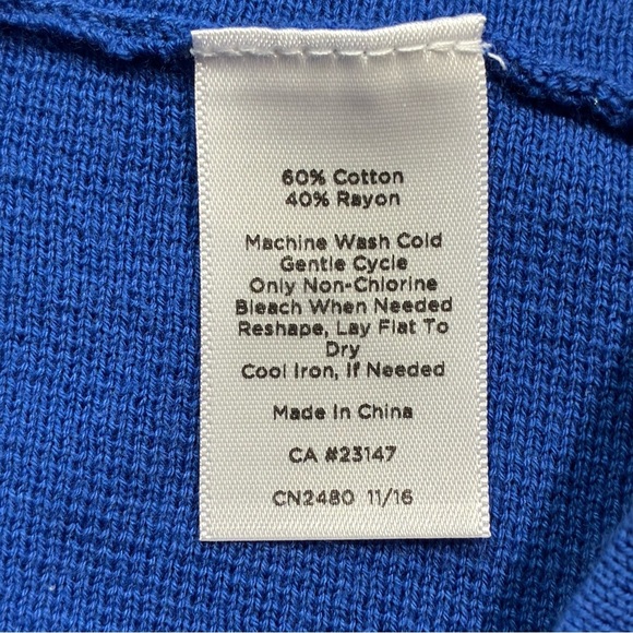 Talbots Fit & Flare Dress Short Sleeve Round Neck Scalloped Edge Blue Large - Picture 6 of 7